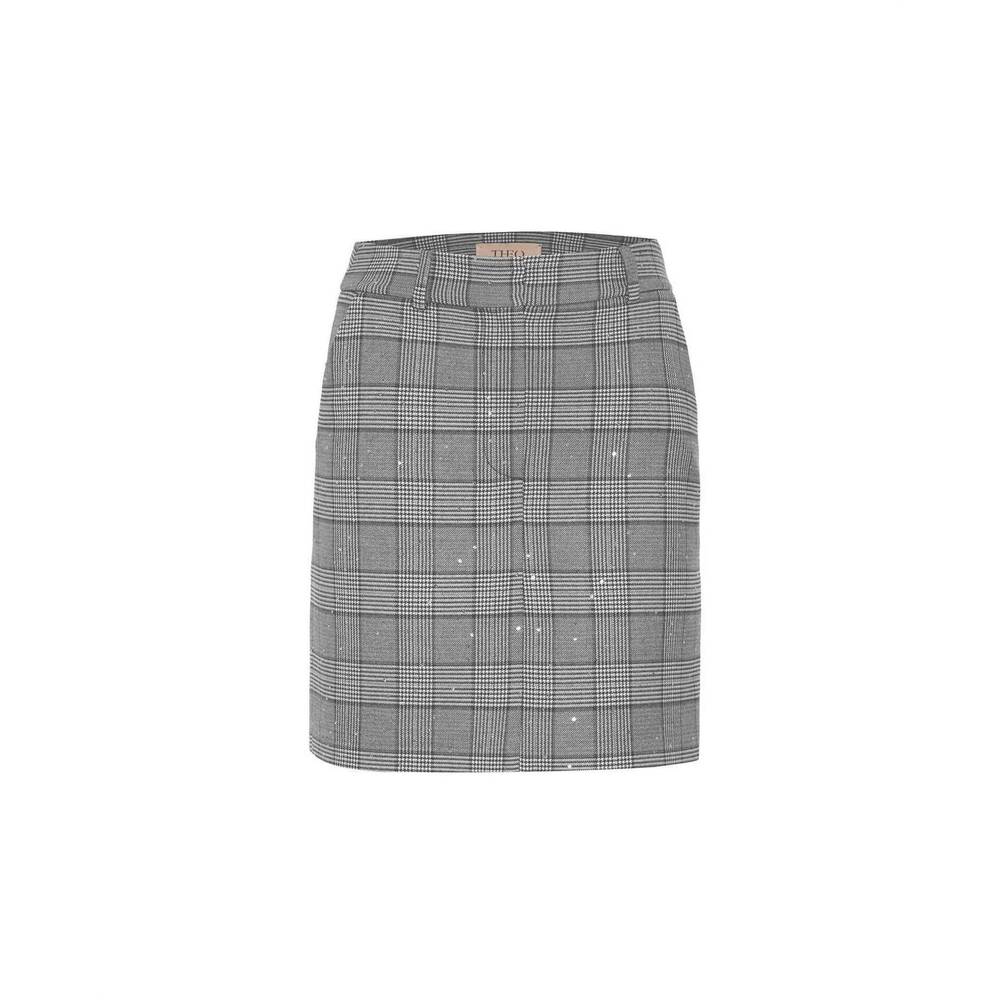 NEW THEO THE LABEL women's eudora sequined prince of wales mini skirt in black